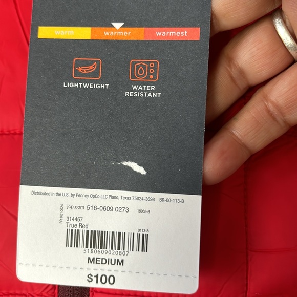 New women Sz M red St John’s Bay halfway zip puffer casual packable jacket coat - Picture 8 of 11